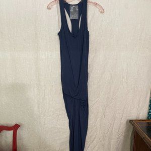 New Young Fabulous & Broke Long Ruched Razor Back Royal Blue Dress